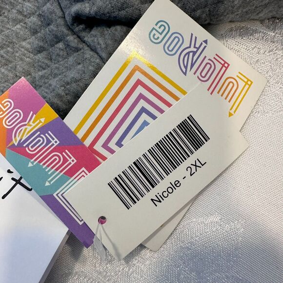 New Lularoe Dress 1XL/2XL Nicole Fit Flare Textured Jacquard Career Gray - Picture 8 of 9